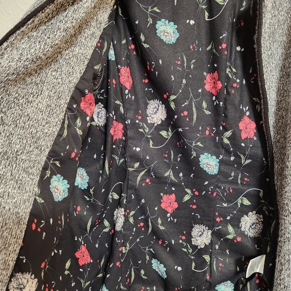 Skies Are Blue Alanna Textured Knit Blazer Heather Grey Black Floral Lining Medi - Picture 7 of 9